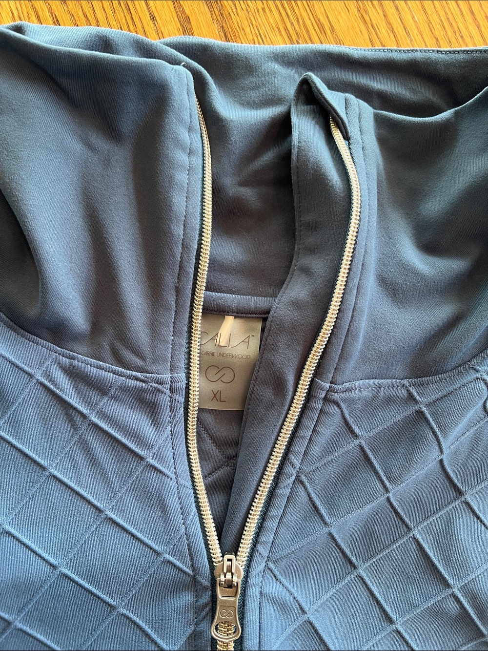 Calia Navy Quilted Zip-Up Hoodie Jacket